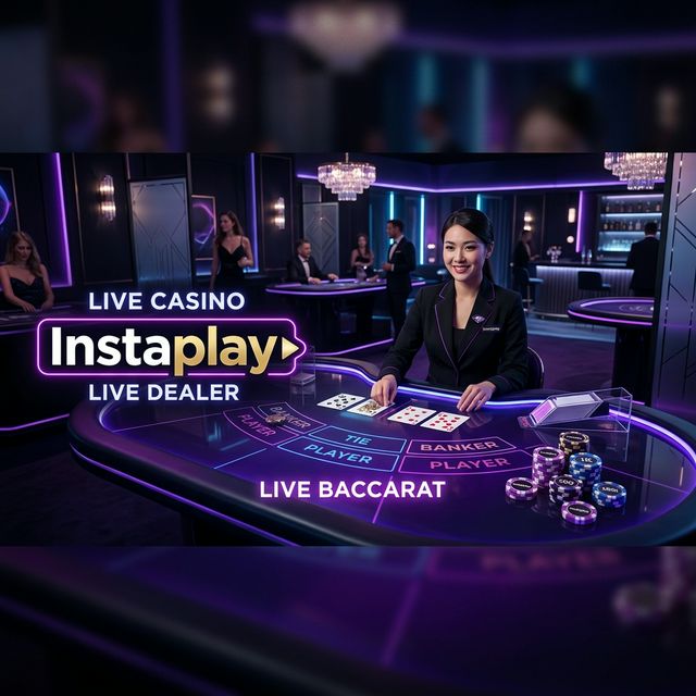 High Roller Live Dealer Baccarat table with glowing neon purple glass aesthetics